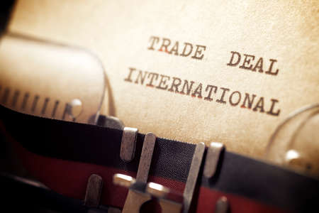 Trade deal international phrase written with a typewriter.の写真素材