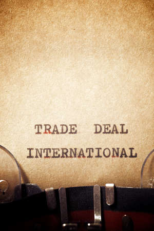Trade deal international phrase written with a typewriter.の写真素材