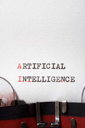 Artificial intelligence phrase written with a typewriter.の写真素材