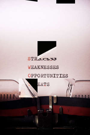 Swot concept written with a typewriter.