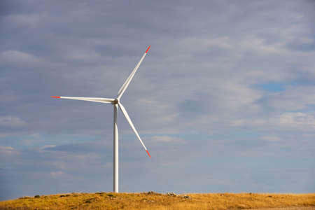 Wind turbine for electric power production, Zaragoza province, Aragon in Spain.
