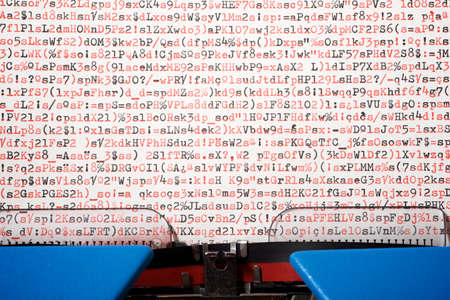 Close-up of characters written with a typewriter.