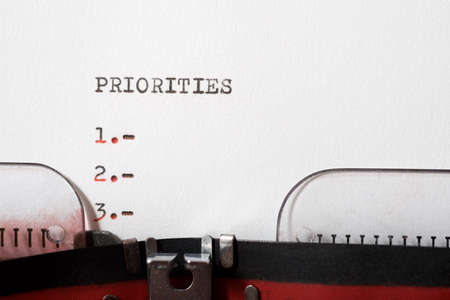 Priorities word written with a typewriter.の写真素材