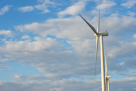 Wind turbines for electric power production, Zaragoza province, Aragon in Spain.