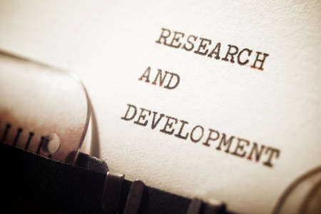 Research and development phrase written with a typewriter.の写真素材