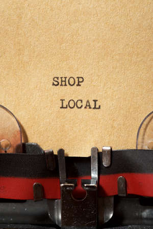 Shop local phrase written with a typewriter.の写真素材