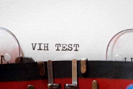 HIV test phrase written with a typewriter.の写真素材