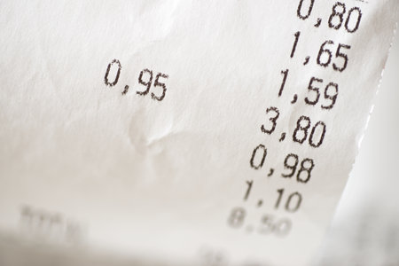 Close-up of a purchase receipt.