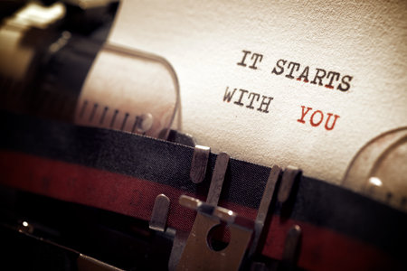 It stars with you phrase written with a typewriter.の素材 [FY310161871778]