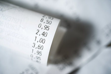 Close-up of a purchase receipt.の写真素材