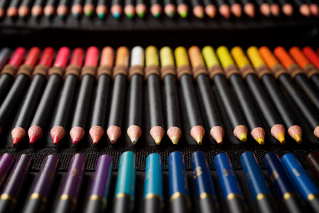 Group of pencils in a case.の写真素材