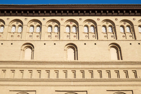 Lonja Palace in Pilar Square, Zaragoza city, Aragon in Spain.のeditorial素材
