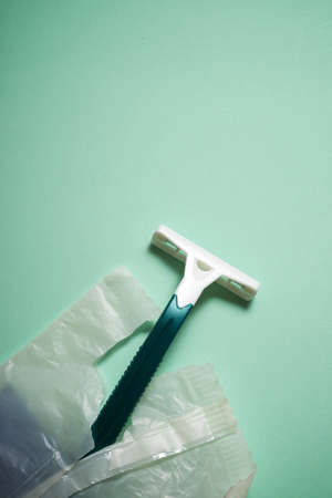 Close-up of a disposable razor.の写真素材