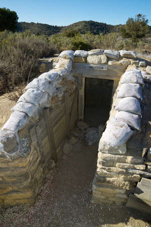 Reconstruction of a defensive position, named as George Orwell trench, used during the Spanish civil war in Alcubierre, Huesca province, Aragon in Spain.の写真素材