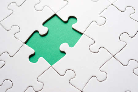 Close up of the pieces of a puzzle.の写真素材