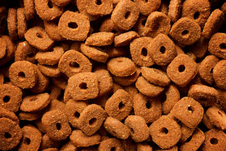 close-up of a pile of dog food.