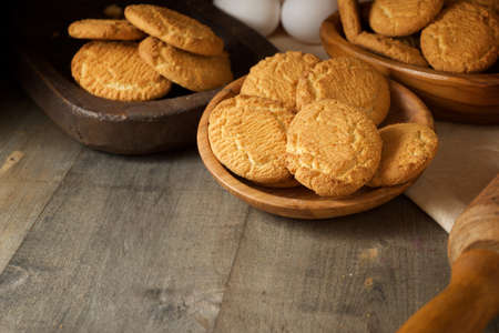 Cookies in a wood plate.