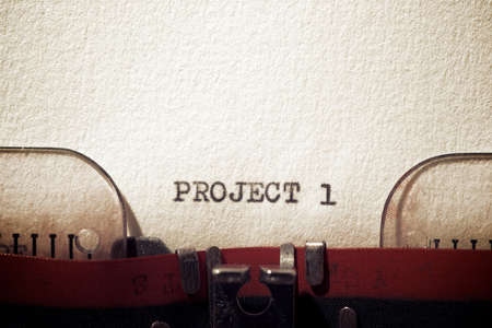 Project 1 text written with a typewriter.の写真素材