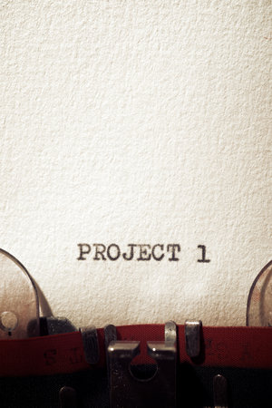 Project 1 text written with a typewriter.の写真素材