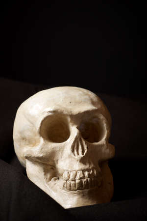 Clay figure of a human skull.の写真素材