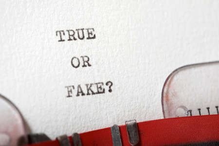 True or fake? phrase written with a typewriter.