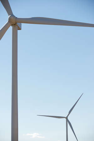 Wind turbines for electric power production, Zaragoza Province, Aragon in Spain.の写真素材