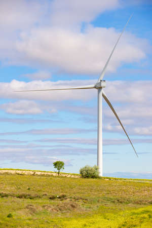 Wind turbine for electric power production, Zaragoza Province, Aragon in Spain.
