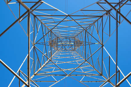 Power line in Zaragoza province, Aragon in Spain.