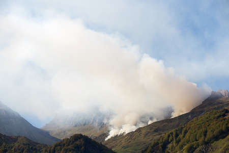 Fire in Aspe Valley, Pyrenees in France.の写真素材