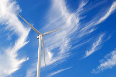 Wind turbine for electric power production, Huesca Province, Aragon in Spain.の写真素材