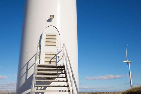 Wind turbines for electric power production, Zaragoza province, Aragon in Spain.の写真素材
