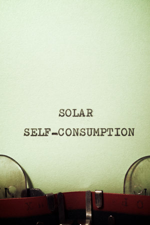 Solar self consumption text written with a typewriter.の写真素材