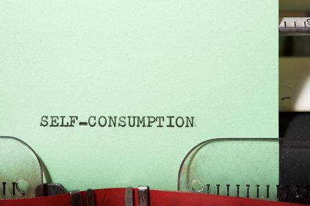 Self consumption text written with a typewriter.の写真素材