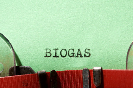 Biogas word written with a typewriter.の写真素材