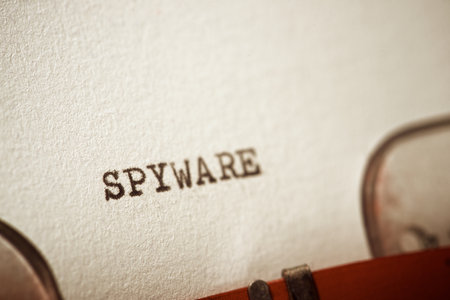 Spyware word written with a typewriter.の写真素材