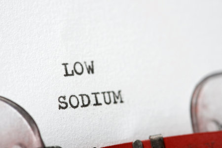 Low sodium phrase written with a typewriter.