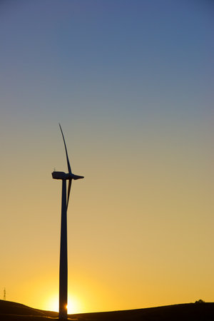 Wind turbine for electric power production, Zaragoza province, Aragon in Spain.