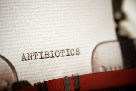 Antibiotics word written with a typewriter.の写真素材
