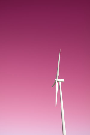 Wind turbine for electric power production, Zaragoza province, Aragon in Spain.の写真素材