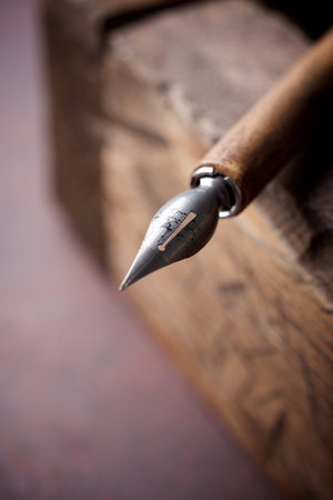 Close-up of a nib pen for retro writing.の写真素材