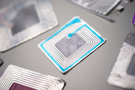 Rfid tags on a tableの写真素材