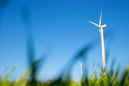 Wind turbines generators for sustainable electrical energy productionの写真素材