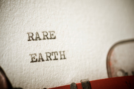 Rare earth text written with a typewriter.の写真素材