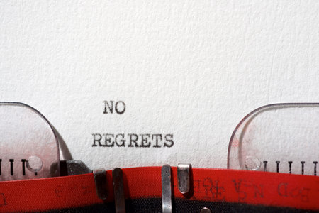 No regrets text written with a typewriter.の写真素材