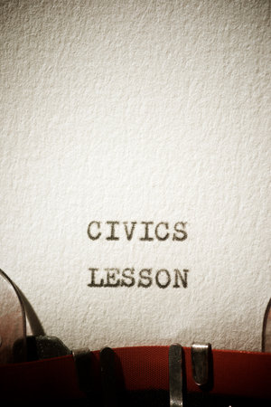 Civics lesson text written with a typewriter.の写真素材