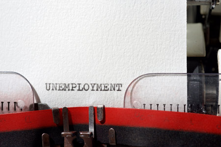 Unemployment word written with a typewriter.の写真素材