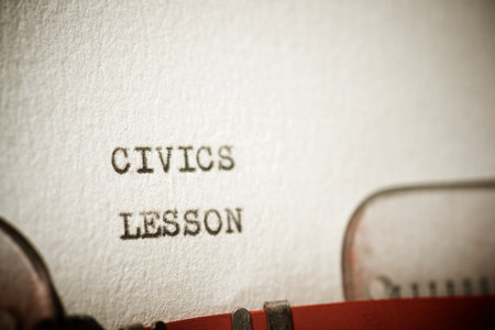 Civics lesson text written with a typewriter.の写真素材