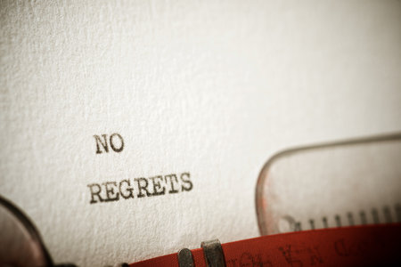 No regrets text written with a typewriter.の写真素材
