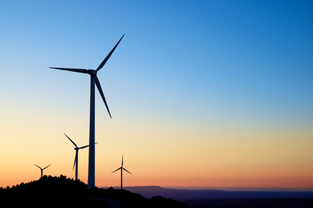 Wind turbine generators for sustainable electrical energy productionの写真素材