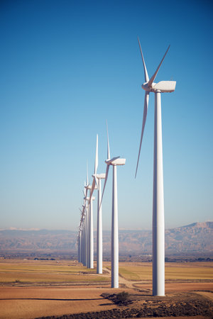 Wind turbines generators for clean electrical energy productionの写真素材